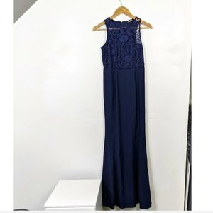 LULU'S NWT Navy Blue Oak & Elm Lace Maxi Dress Size Small